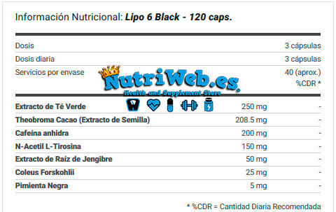 Lipo 6 Black (120 cap) - Nutriweb