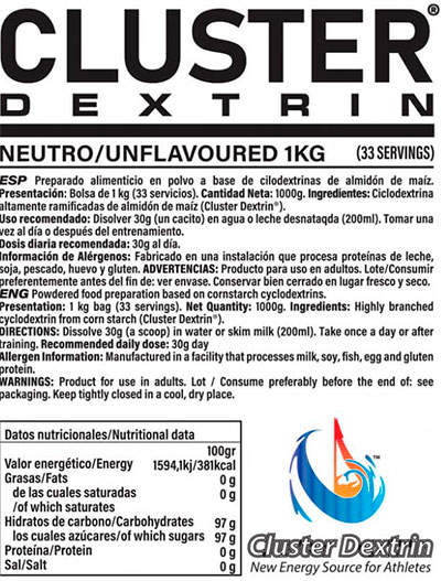 Dextrina New Cluster de Nutrimarket - Neutro (1000 gr) - Nutriweb